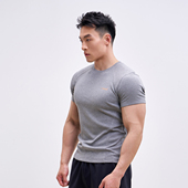 上衣新款 ttelen.螺纹紧身短袖 t恤男显大运动健身衣服夏季 tee