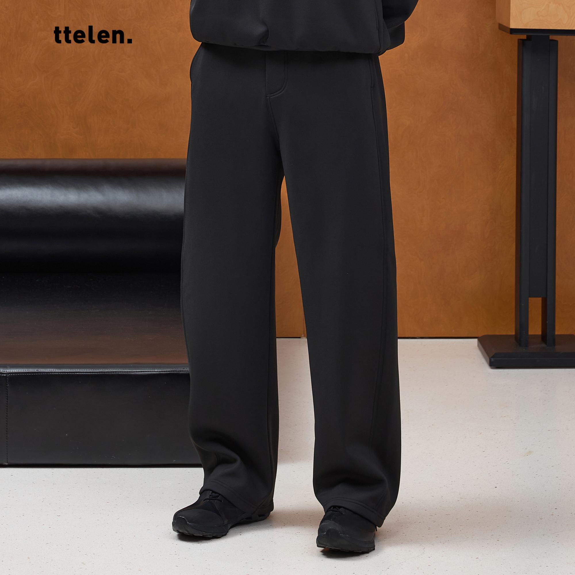 冬季加绒加厚卫裤男款宽松长裤子