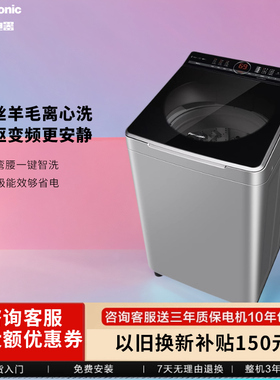 松下10公斤洗脱一体全自动家用波轮洗衣机直驱变频离心洗UAJUD大u