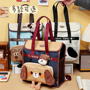 小动物补习袋手提学生拎书美术袋初中拎书儿童小学生补课班书包