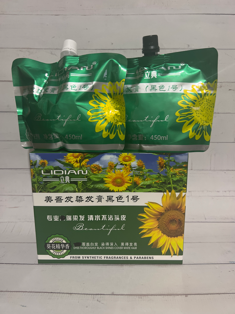 包邮立典葵花植物精粹黑发霜不粘头皮不伤发450mlx2