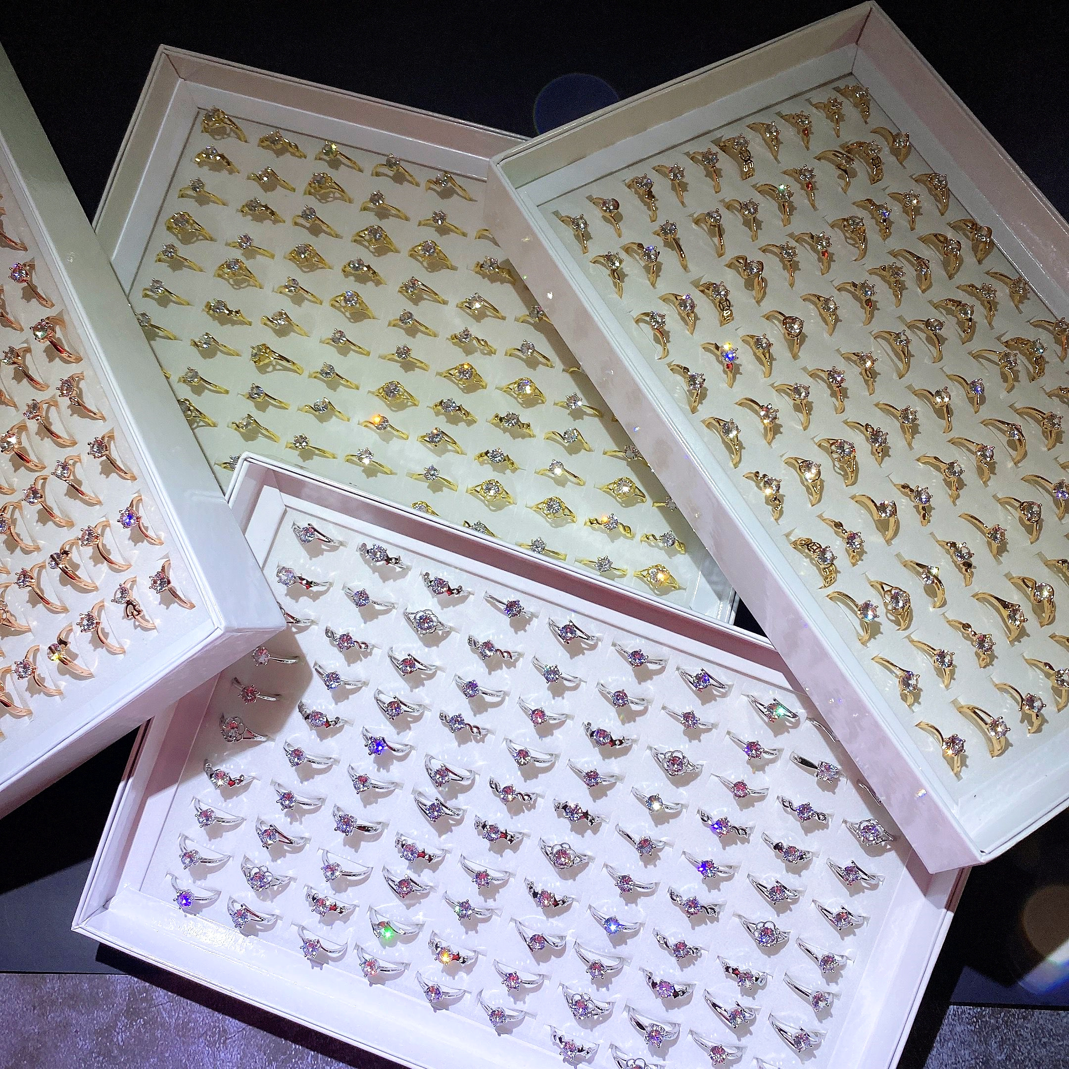 韩版开口戒指女锆石可调节铜镀保色指环活口流行个性时尚手饰