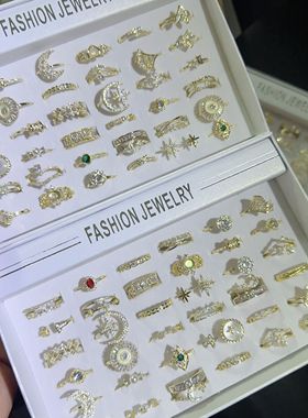 女镀18K金开口锆石微镶戒指