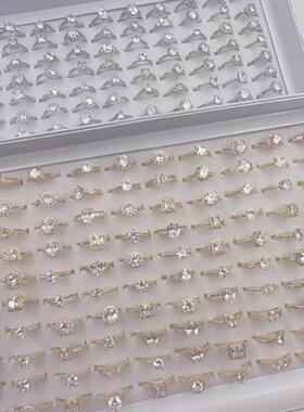 开口莫桑锆石微镶真金戒指