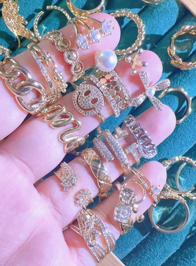 女真金电镀微镶锆石开口保色戒指