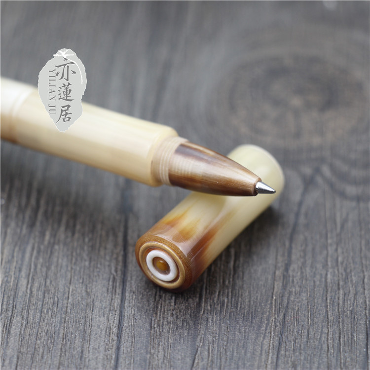 亦莲居 匠心之笔天然花牛角签字笔水性笔写字中性笔 高档个性送礼