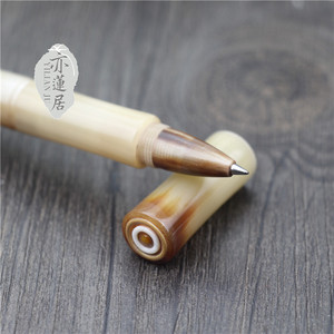 亦莲居 匠心之笔天然花牛角签字笔水性笔写字中性笔 高档个性送礼