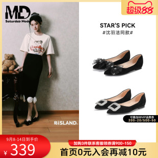 小单鞋 saturdaymode羊皮平底鞋 尖头气质蝴蝶结时尚 法式 女2025新款