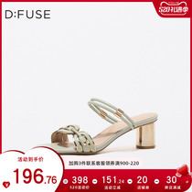 D：Fuse/迪芙斯2020夏季新款粗跟中跟一字拖仙女凉鞋女DF02115468