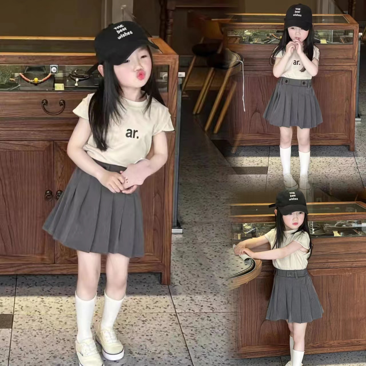 又甜又辣百褶裙套装学院风两件套