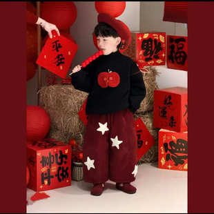 2026新年衣服中国风男童套装2025新款帅气时髦穿搭年服超火一整套