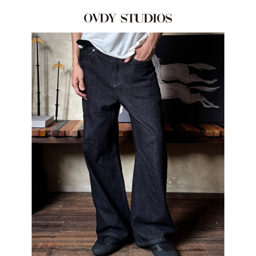 OVDY拉链纽扣长裤阔腿裤休闲裤