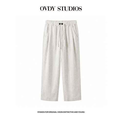 OVDY休闲裤凉感松紧阔腿裤长裤