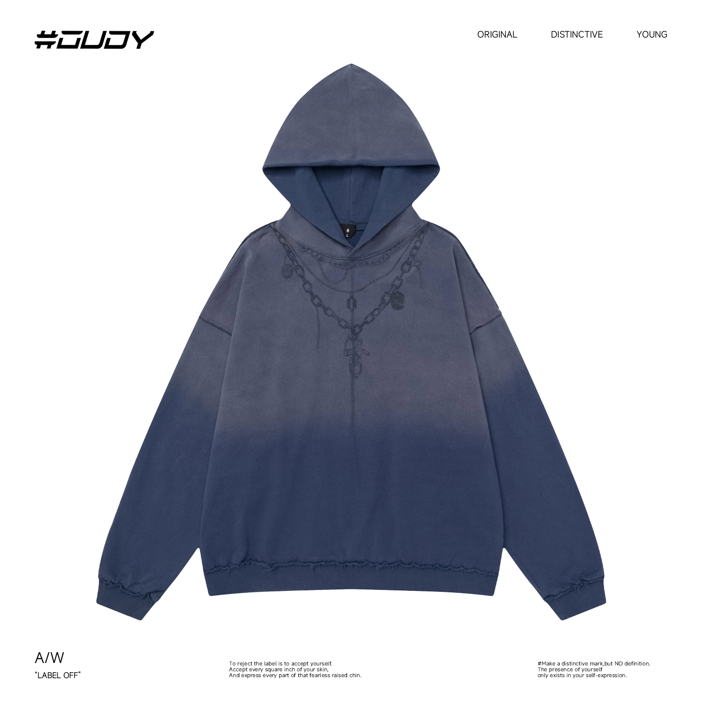 OVDY美式复古高街宽松连帽卫衣