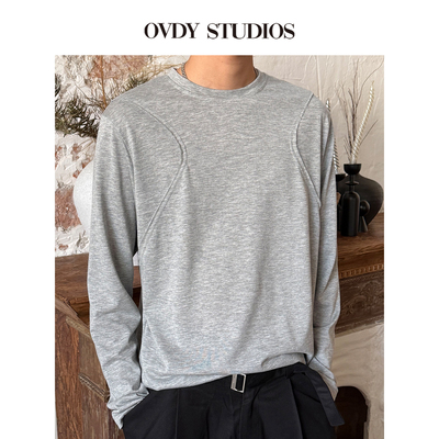 OVDY新款拼接百搭休闲长袖T恤