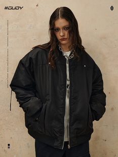 OVDY官方美式 复古高街男棒球服棉服秋冬黑色飞行夹克外套明星同款