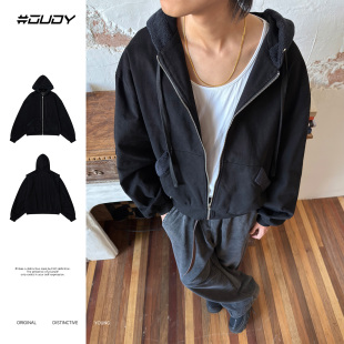 #OVDY 高级感哈灵顿夹克boxy短宽版型拼接极简保暖加厚冬连帽外套