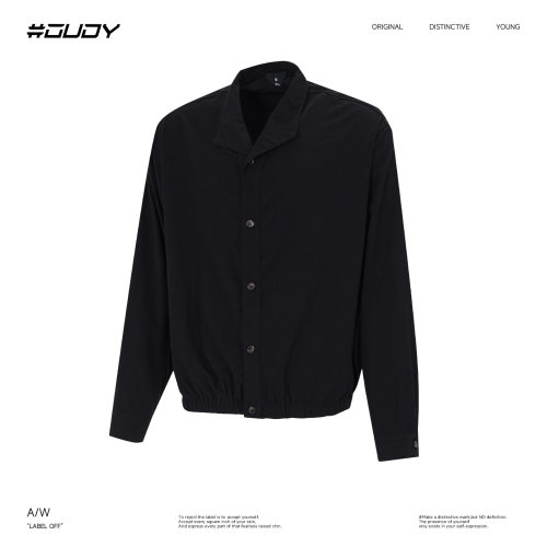 OVDY翻领长袖肌理感亚麻衬衫开衫