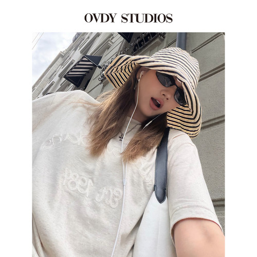 OVDY短袖T恤男女款绣花极简上衣