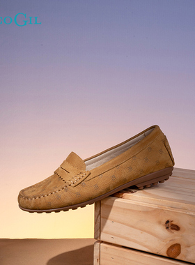 PACO GIL女鞋软底豆豆鞋2025秋款一脚蹬休闲真皮开口笑乐福单鞋女