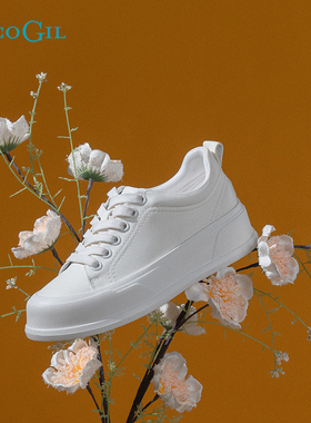 PACO GIL女鞋真皮厚底休闲鞋2025年春季新款小白鞋户外舒适板鞋女