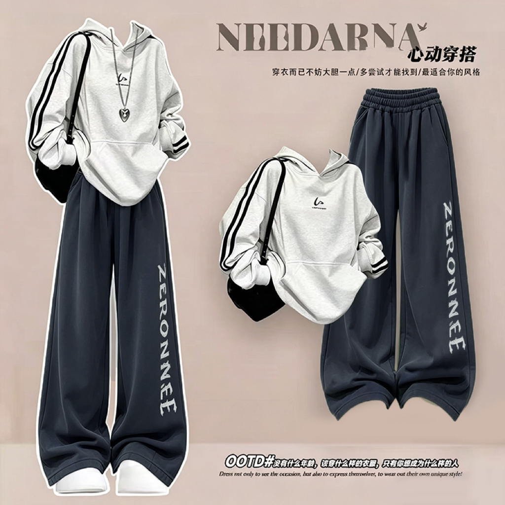 美式超火炸街休闲运动套装女秋季