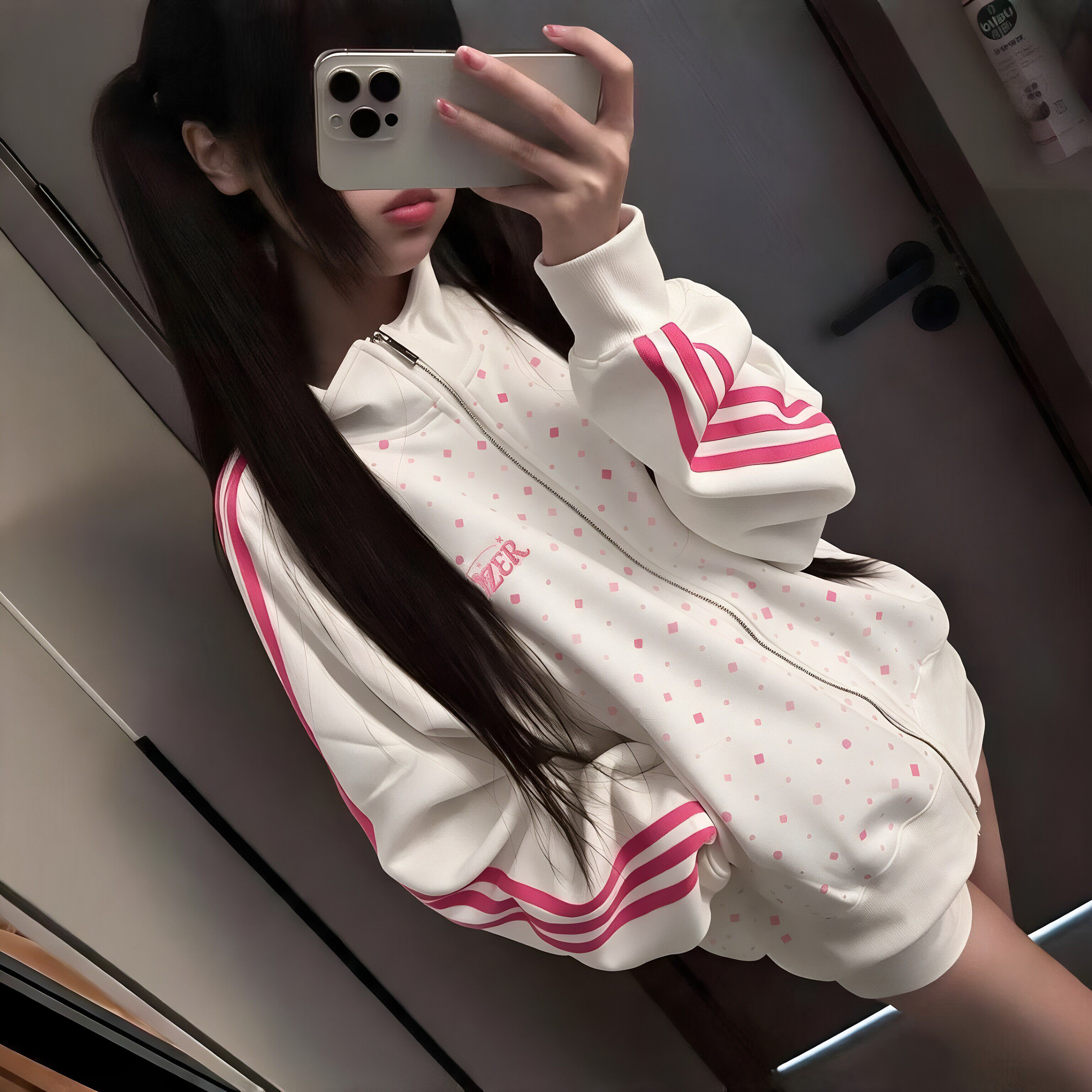 美式甜美星星立领拉链开衫卫衣女