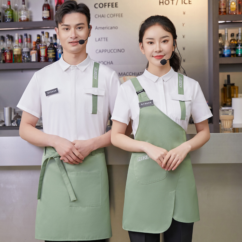 时尚餐饮工作服短袖衬衣免费印字