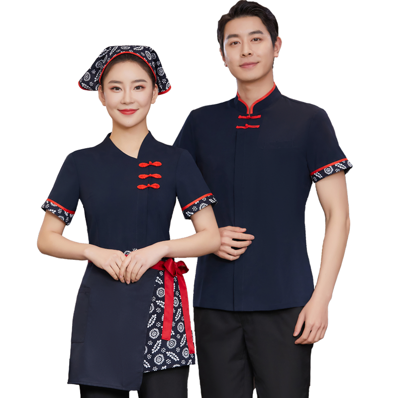 中餐厅服务员工作服短袖民族特色