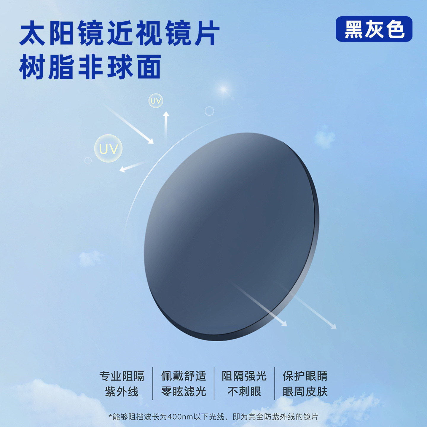 定制近视墨镜树脂镜片有度数太阳镜片黑灰色防紫外线遮阳防晒眼镜