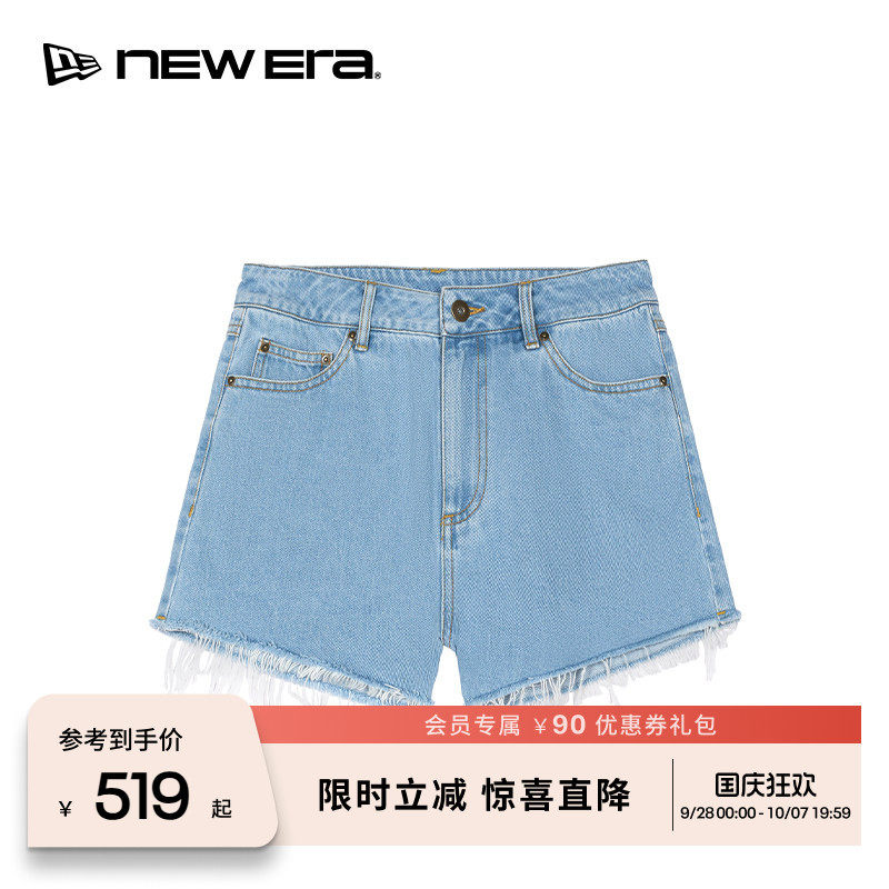NEW ERA纽亦华26新品棉麻混纺街头时尚牛仔短裤女士NE