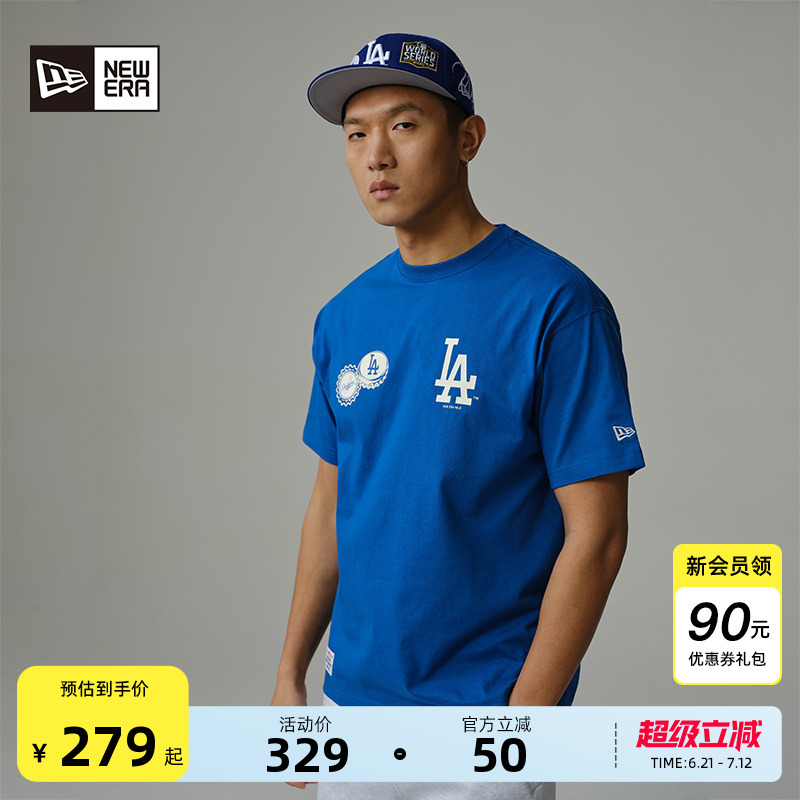 New Era纽亦华夏季新款MLB短袖T恤男女纯棉简约重磅NY运动街头潮