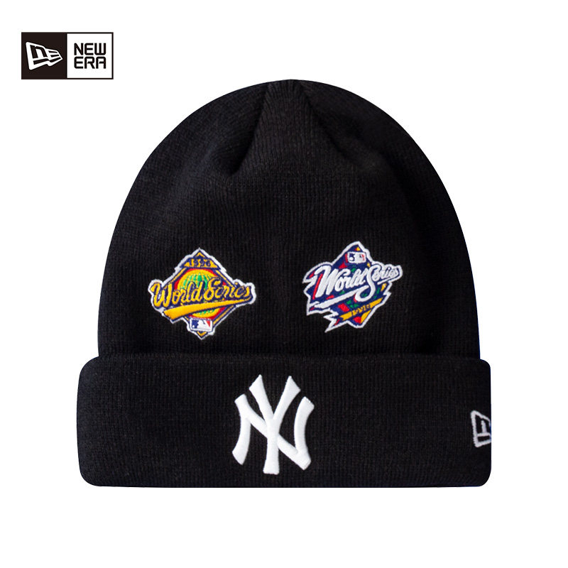 NewEra纽亦华MLB帽子秋冬满印针织帽男女NY时尚冷帽毛线帽潮流