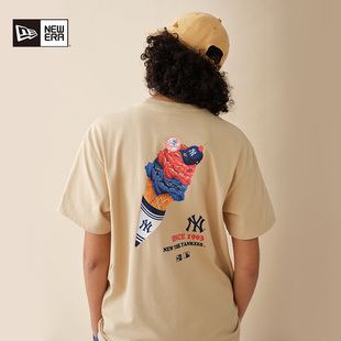 男女简约休闲T恤美式 New MLB冰淇淋印花短袖 新款 潮 Era纽亦华秋季