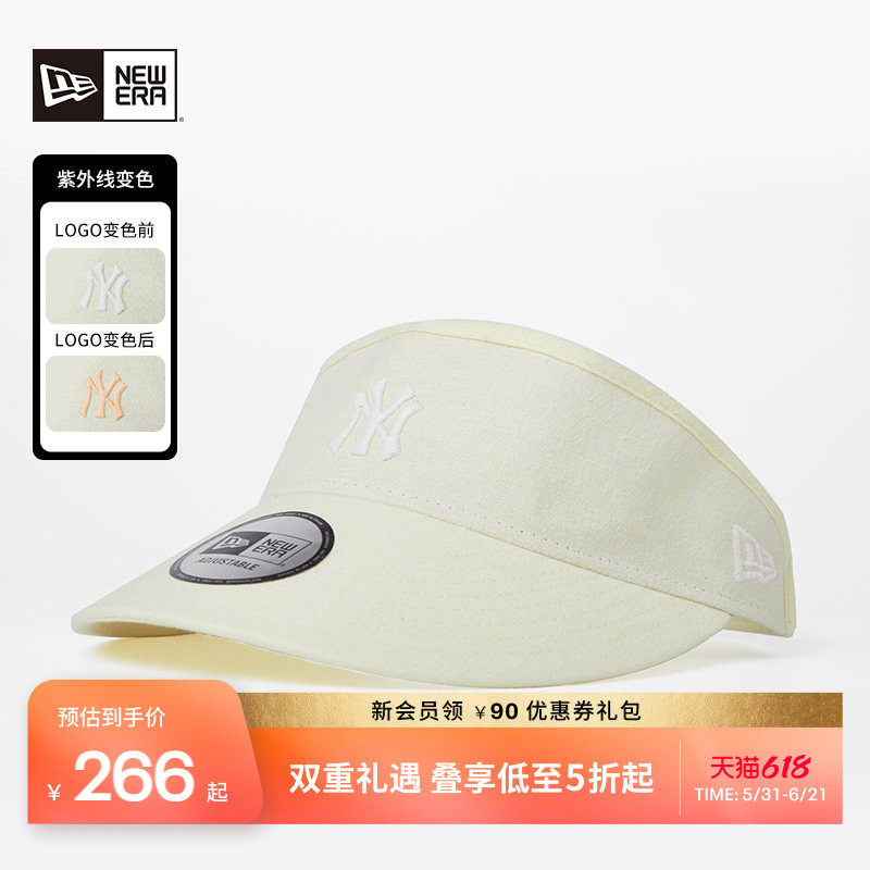 New Era纽亦华秋季MLB棉麻女士空顶帽运动户外遮阳LA