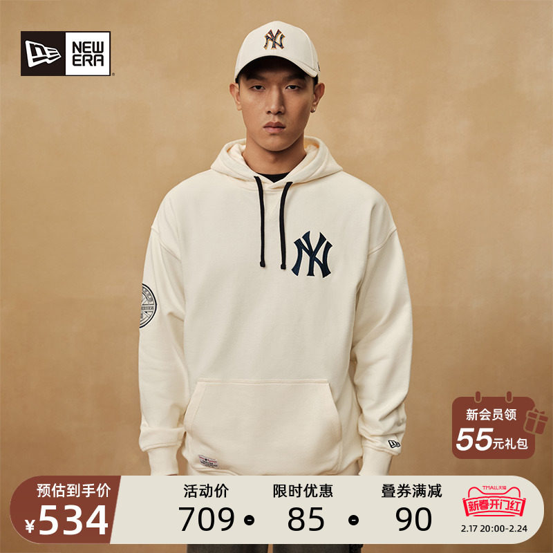 New Era纽亦华2023MLB系列早春中性风ny卫衣加绒潮流百搭情侣