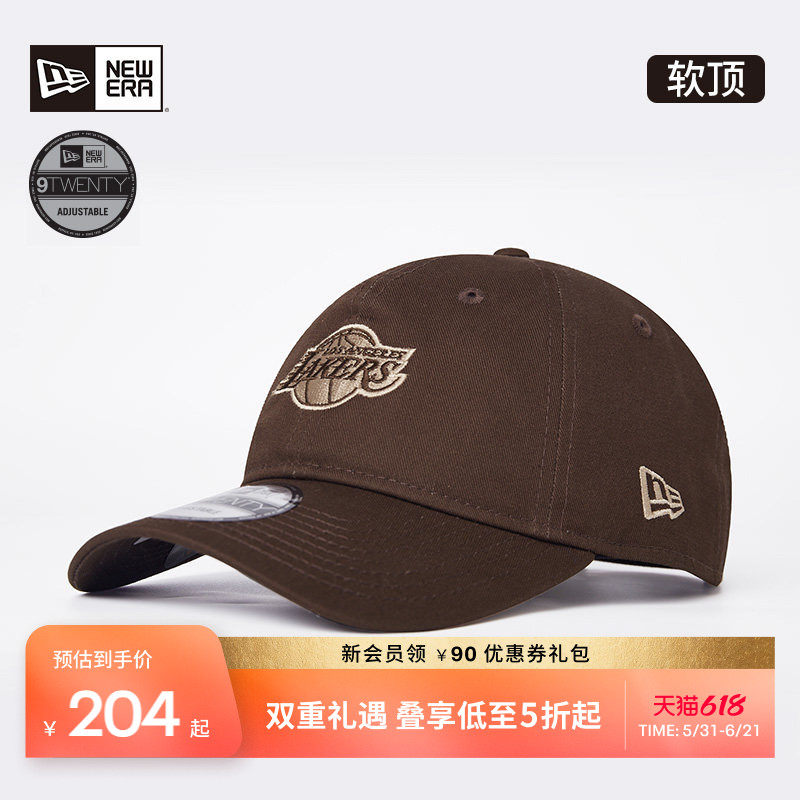 New Era纽亦华NBA刺绣湖人队复古遮阳弯檐棒球帽男女鸭舌NE920