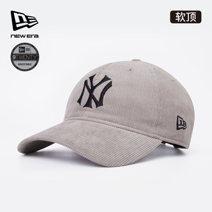 New Era纽亦华2025秋冬新款MLB灯芯绒棒球帽旗帜刺绣软顶保暖920