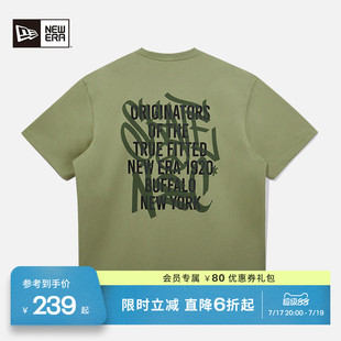 New Era纽亦华秋季涂鸦字母印花短袖T恤情侣美式原宿风潮流