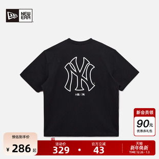 MLB短袖 新款 T恤圆领宽松霓虹印花透气男女 Era纽亦华2025秋季 New