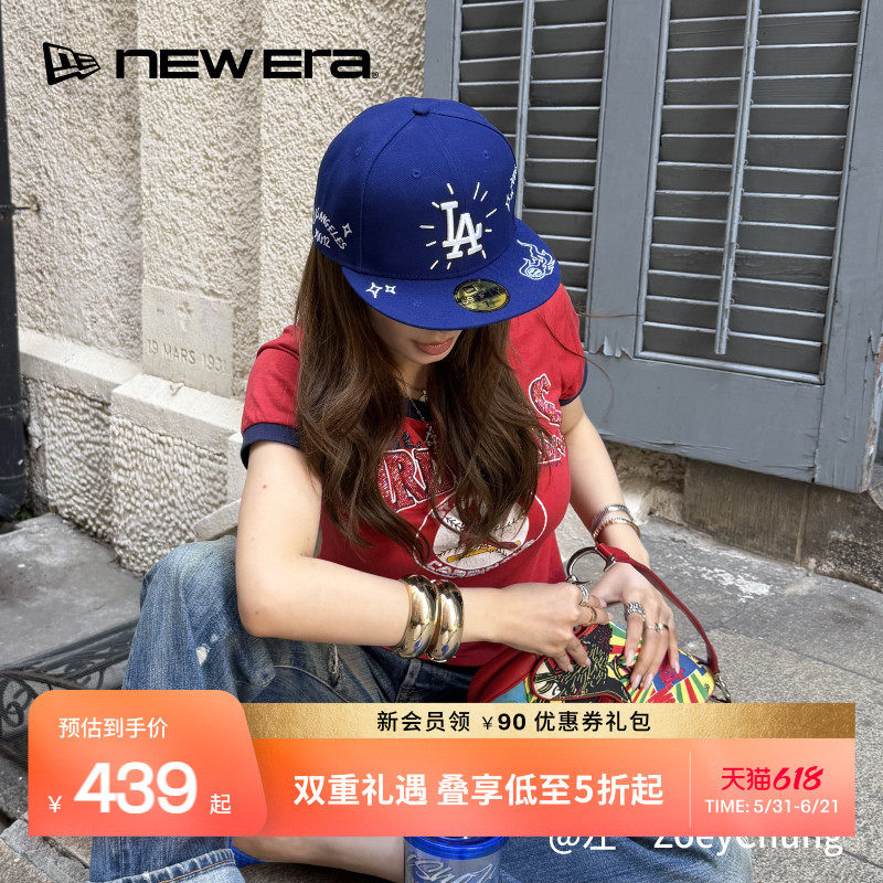 NEW ERA纽亦华26新品59FIFTY DAY MLB涂鸦平檐棒球帽硬顶NE5950