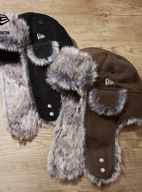 New Era纽亦华2025冬季新款雷锋帽护耳保暖防风厚帽子加绒复古潮