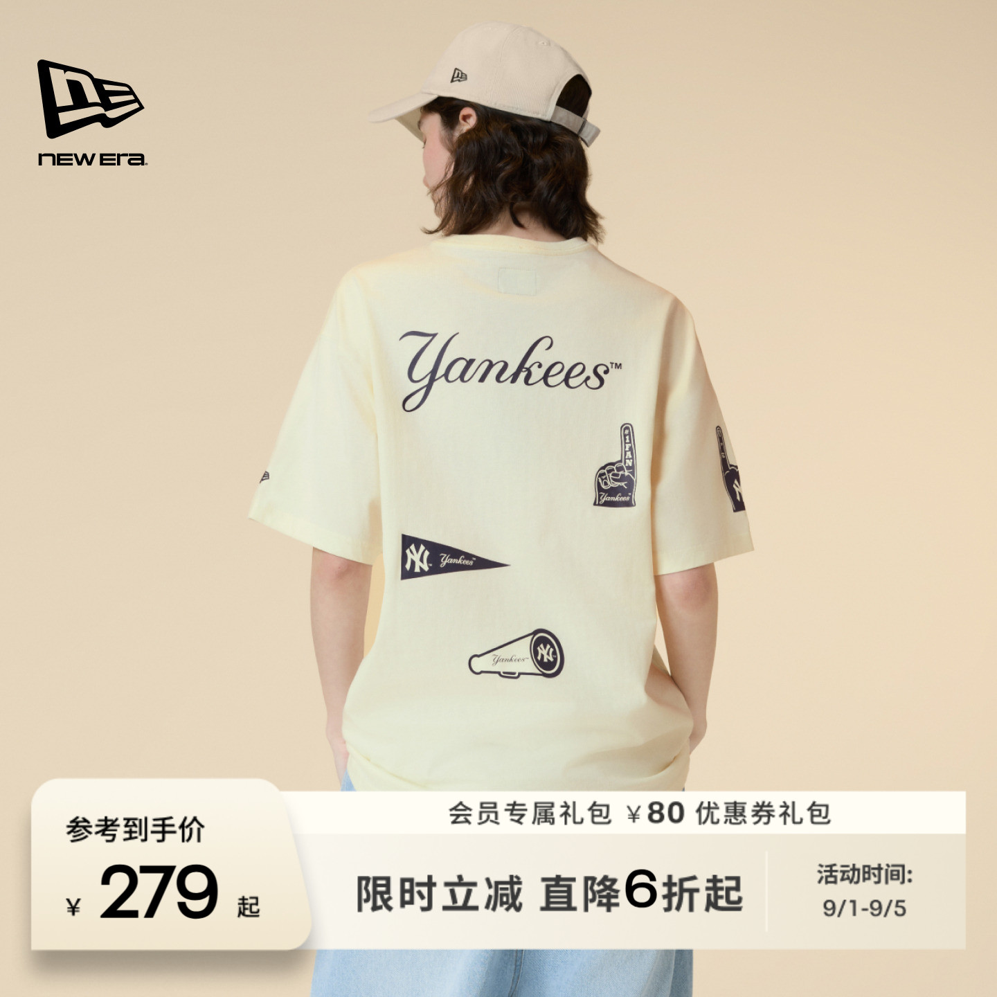 NEW ERA纽亦华MLB短袖T恤男女纯棉简约重磅NY运动街头潮流NE图片