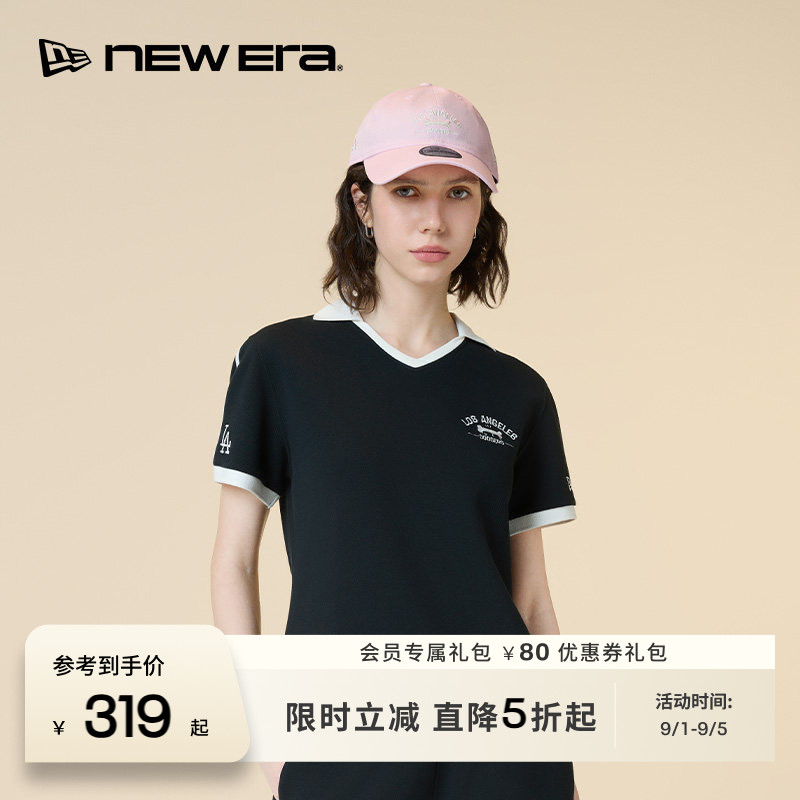 NEW ERA纽亦华2026春季新款MLB短袖T恤衫V领polo女士短款运动套装图片