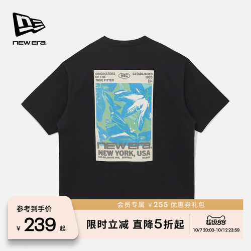 NEW ERA纽亦华2026新款海报印花圆领运动美式上衣短袖T恤NE