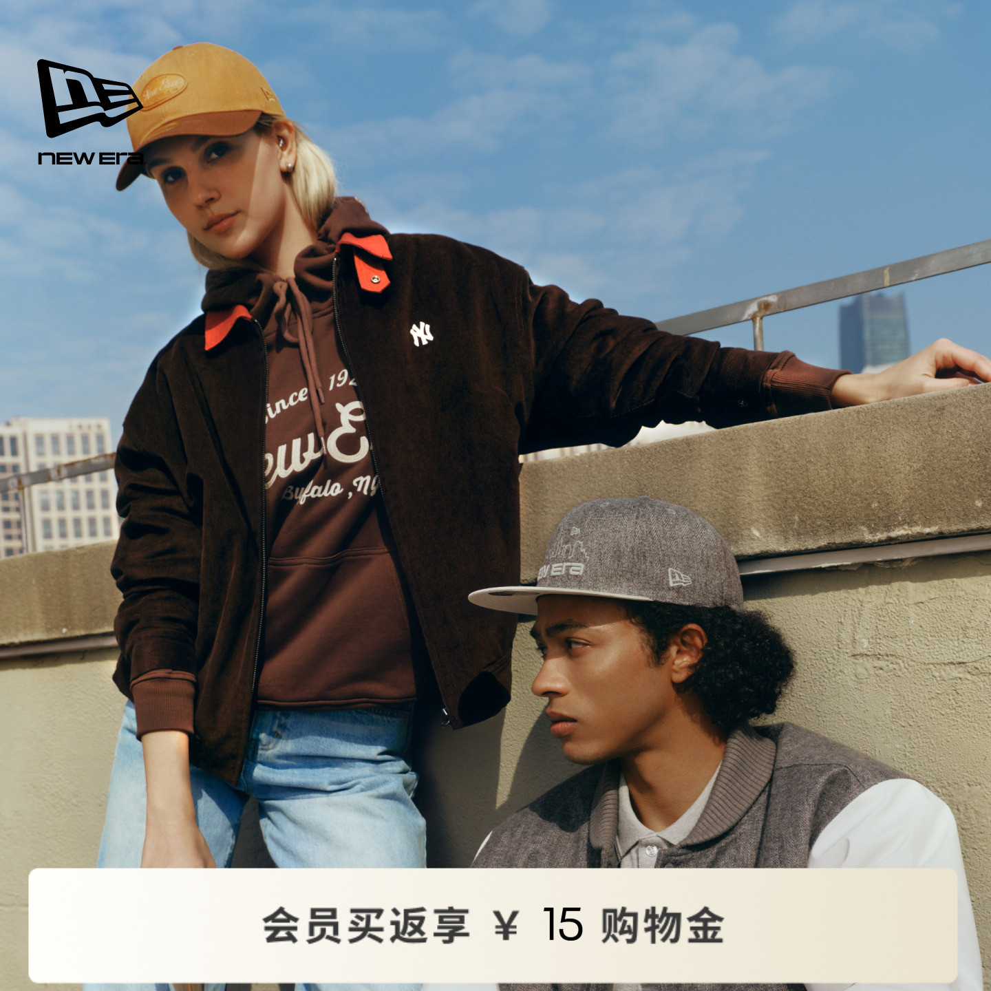 NEW ERA纽亦华26新品MLB经典系列撞色灯芯绒哈灵顿夹克外套女士NE