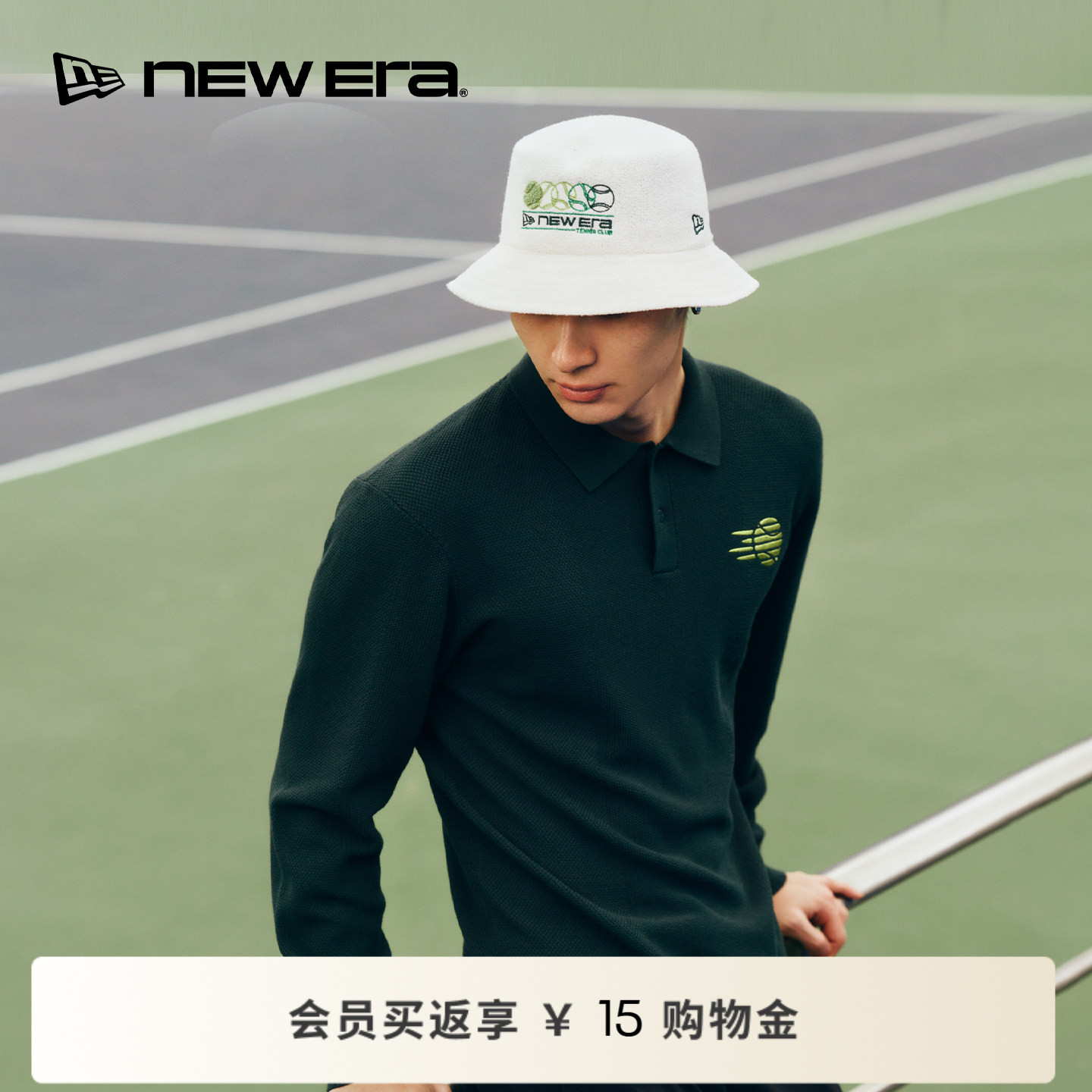 NEW ERA纽亦华26新品刺绣百搭网球系列运动针织长袖POLO男女NE
