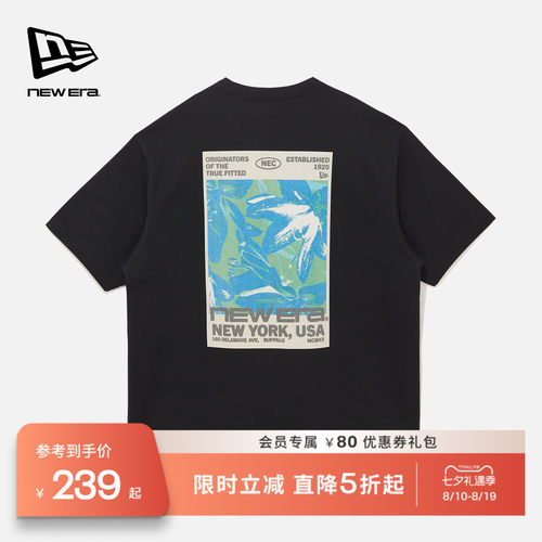 NEW ERA纽亦华2026春季新款海报印花短袖T恤圆领运动美式上衣