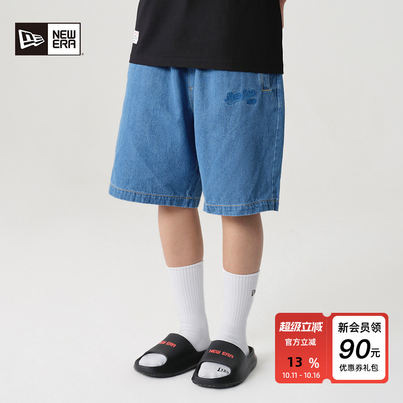 New Era纽亦华2025秋季新款宽松牛仔短裤复古水洗五分裤休闲男女
