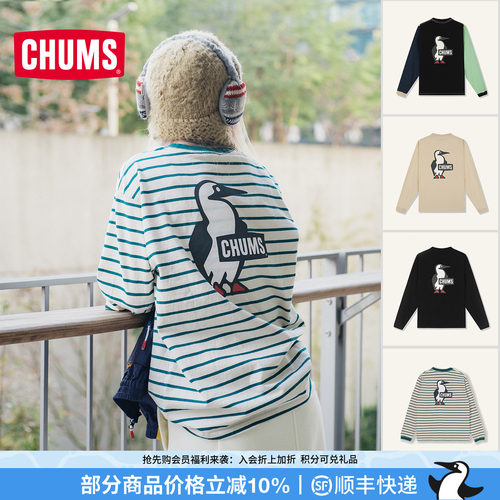 CHUMS长袖卫衣棉T恤圆领印花